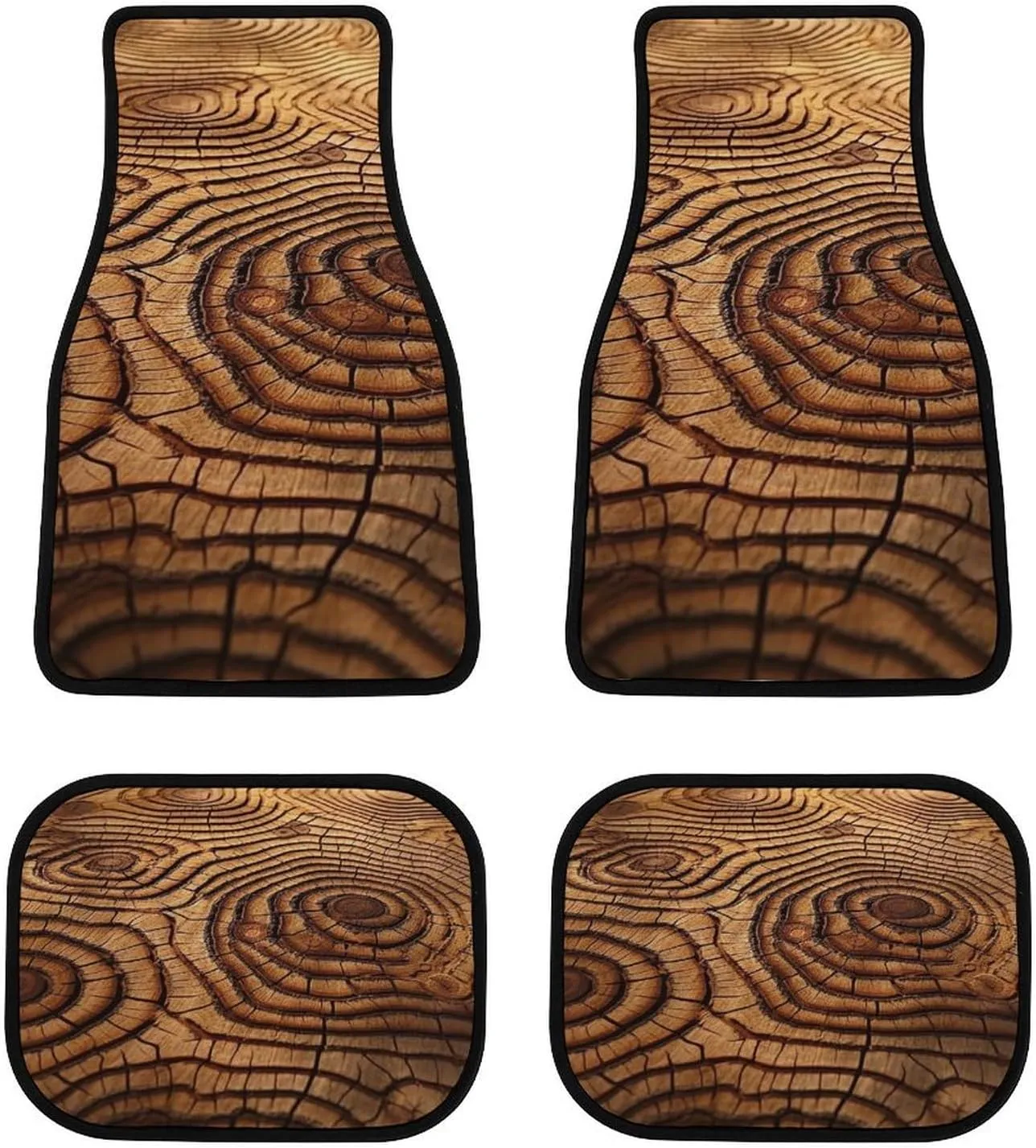 Car Floor Mats 4 Piece Universal Car Floor Mats Texture of Trees Car Mat Set Rubber Floor Mats for Cars Non-Slip Car Foot Pad Car Carpet Decor Heel Pad for Most Vehicles