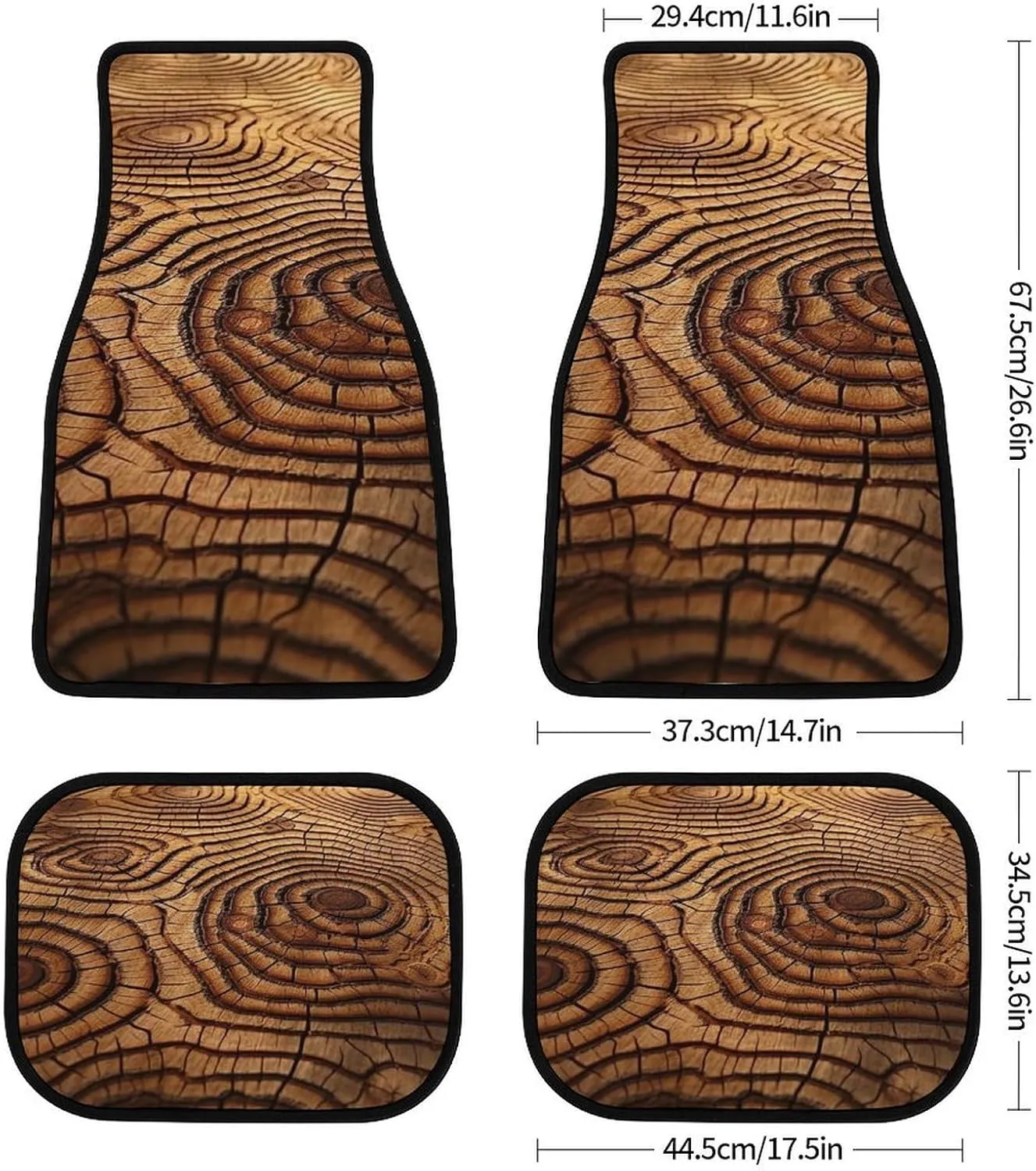 Car Floor Mats 4 Piece Universal Car Floor Mats Texture of Trees Car Mat Set Rubber Floor Mats for Cars Non-Slip Car Foot Pad Car Carpet Decor Heel Pad for Most Vehicles