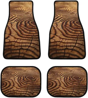 Car Floor Mats 4 Piece Universal Car Floor Mats Texture of Trees Car Mat Set Rubber Floor Mats for Cars Non-Slip Car Foot Pad Car Carpet Decor Heel Pad for Most Vehicles
