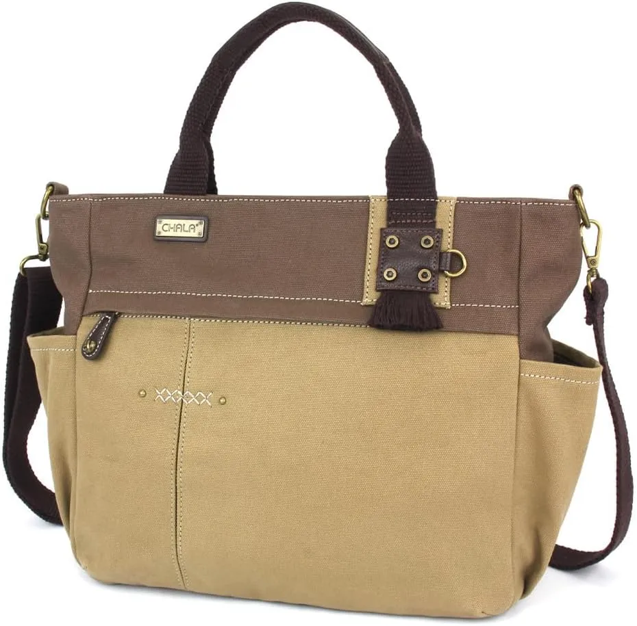 CHALA Multi Pocket Tote Shoulder Purse w/Detachable Crossbody Strap