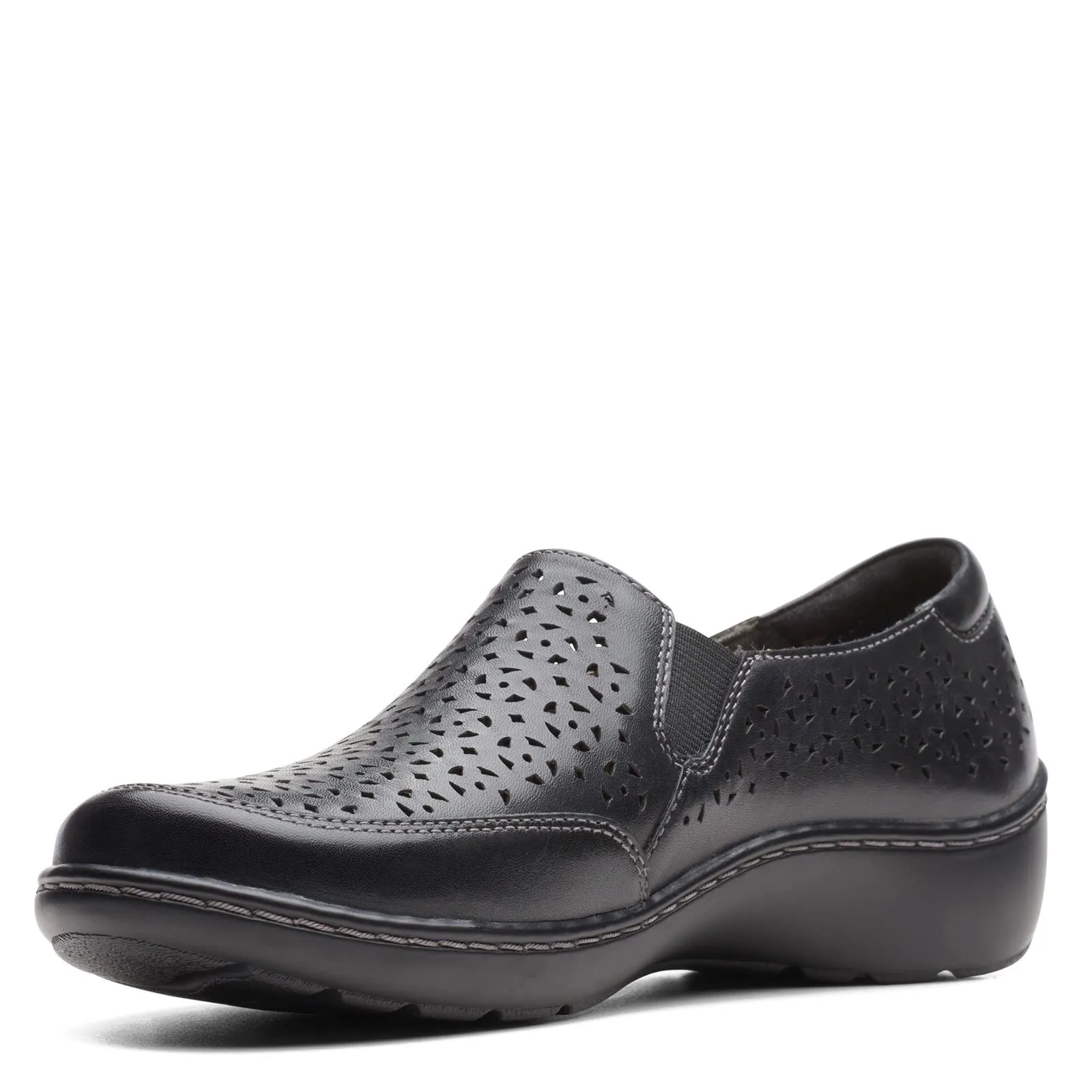 Clarks Cora Sky Loafer, Black Leather, 11 Medium
