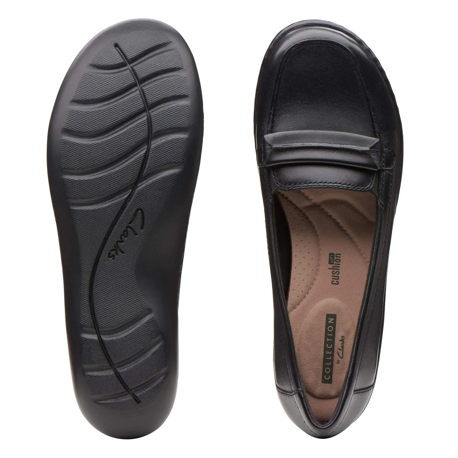 Clarks Women's Ashland Lily Loafer, Black Leather, 10 Narrow
