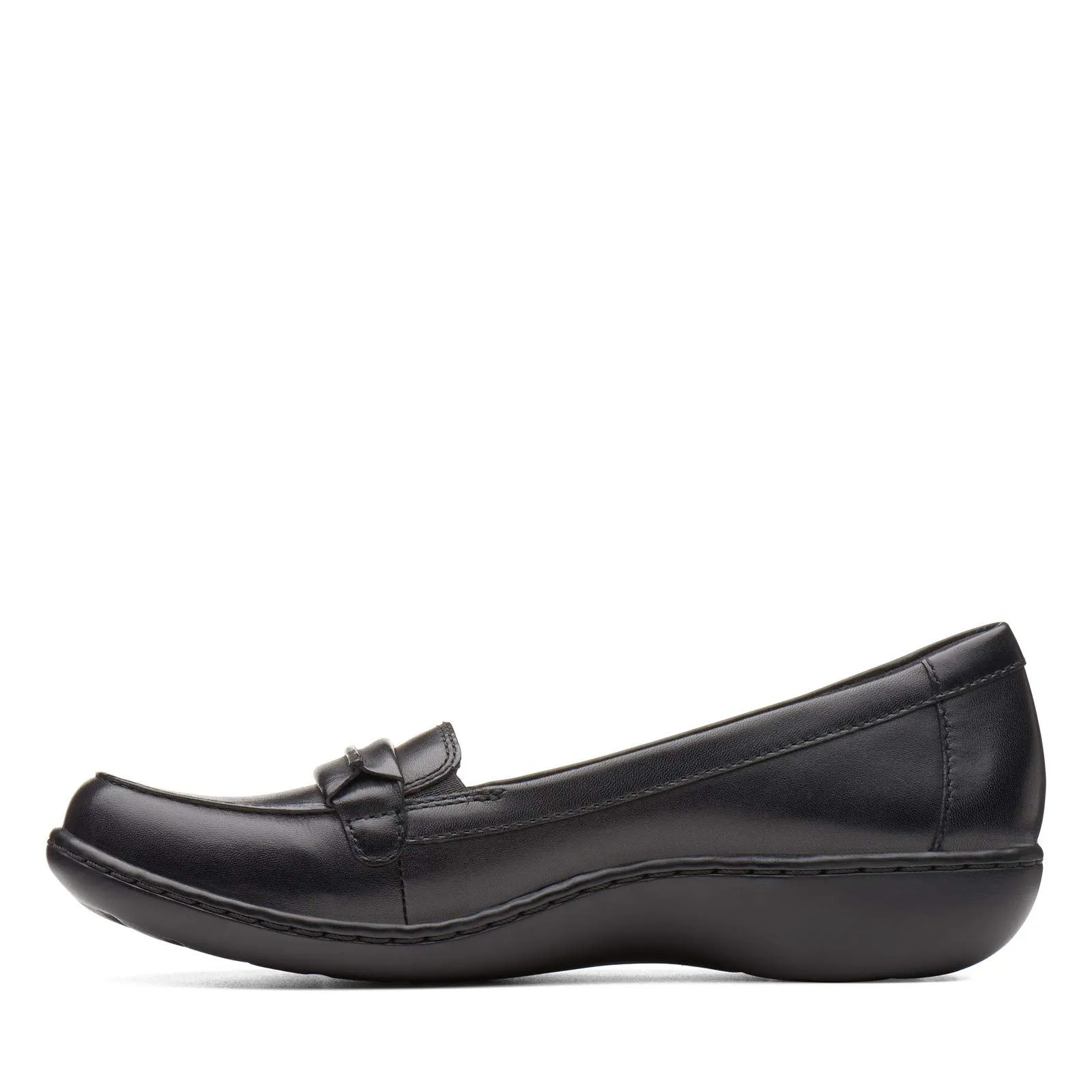 Clarks Women's Ashland Lily Loafer, Black Leather, 10 Narrow