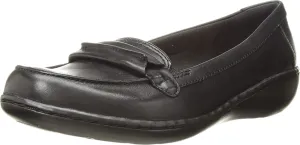 Clarks Women's Ashland Lily Loafer, Black Leather, 10 Narrow
