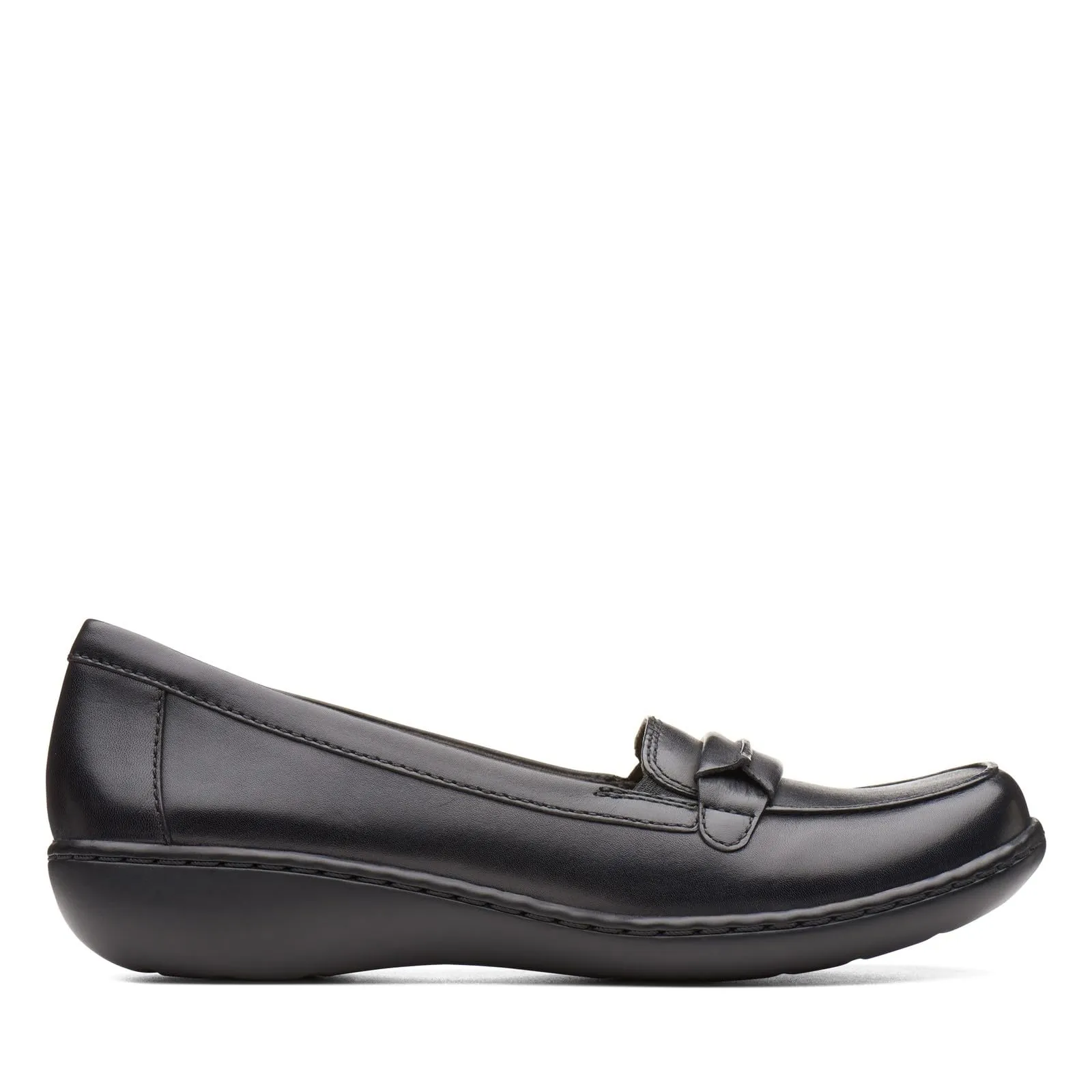 Clarks Women's Ashland Lily Loafer, Black Leather, 10 Narrow