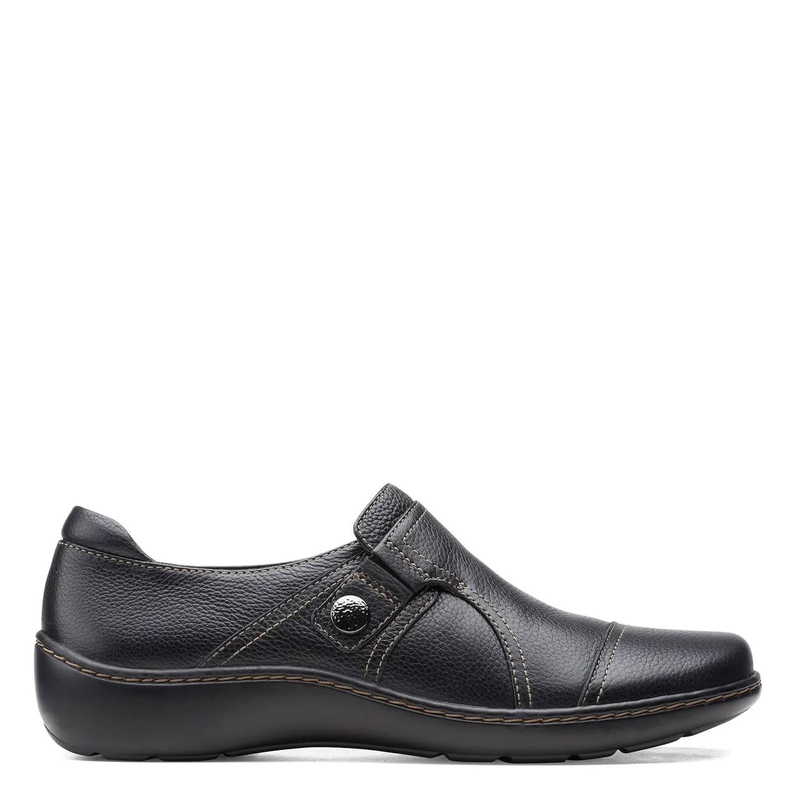 Clarks Women's Cora Poppy Loafer, Black Tumbled, 7