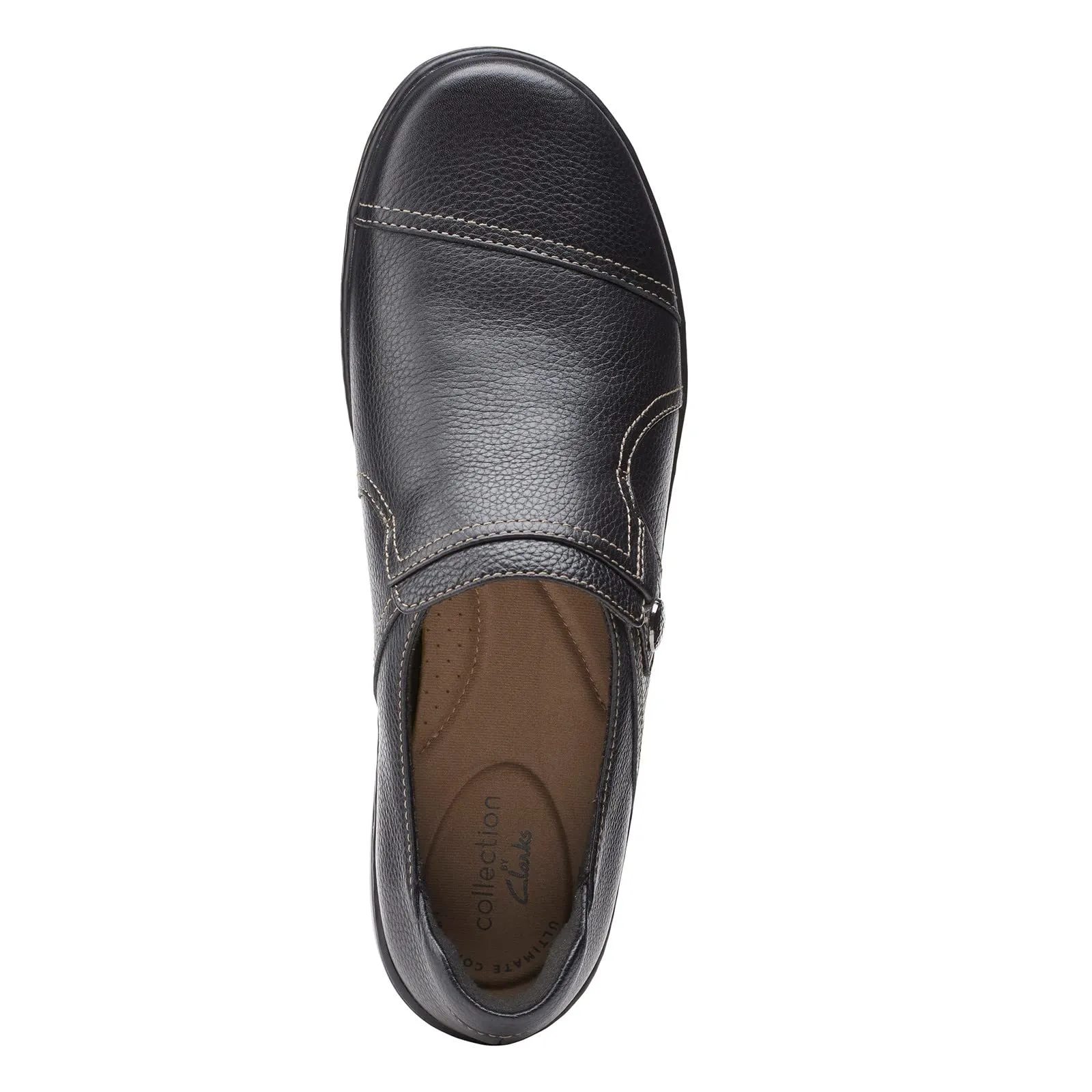 Clarks Women's Cora Poppy Loafer, Black Tumbled, 7