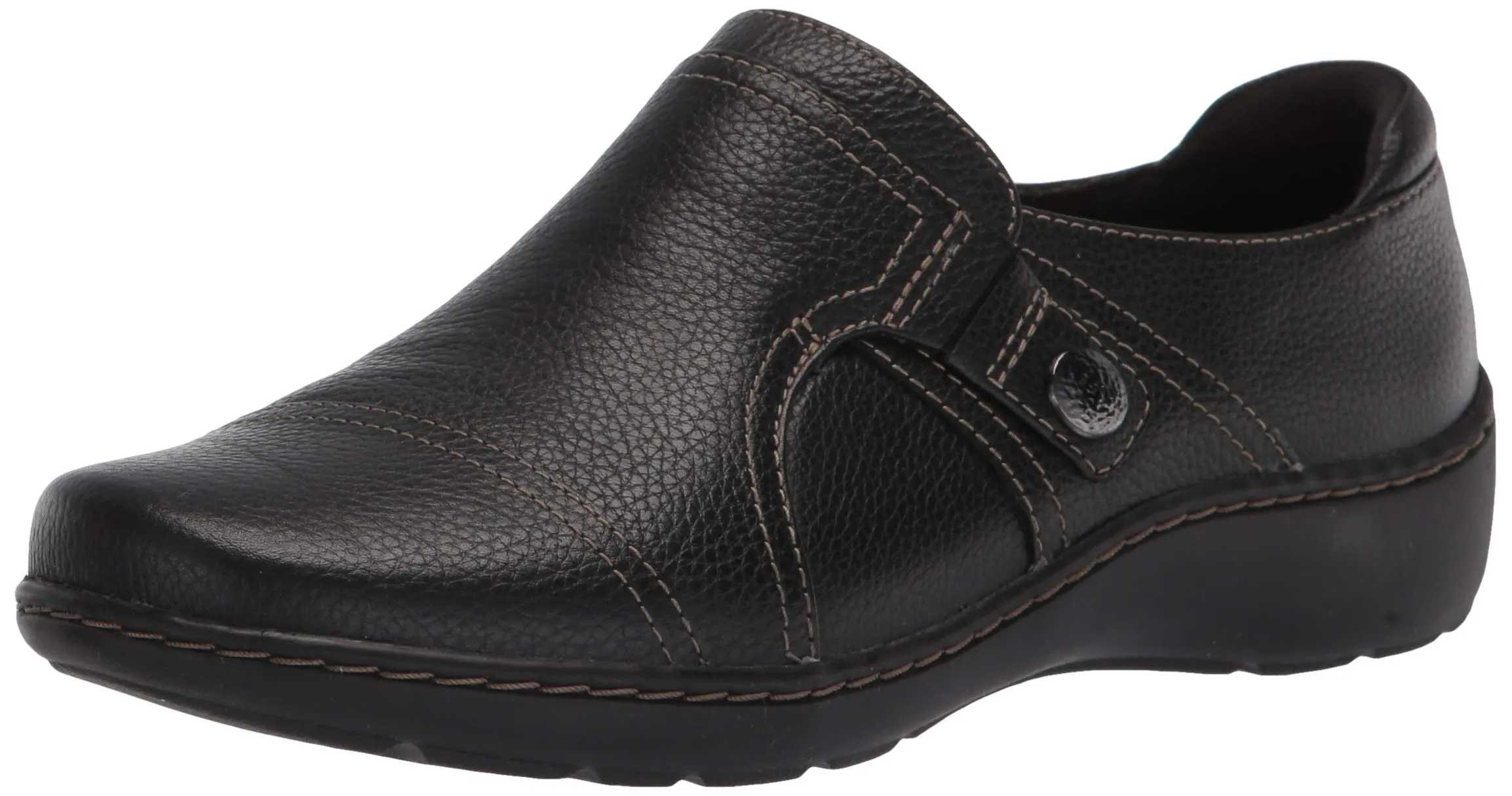 Clarks Women's Cora Poppy Loafer, Black Tumbled, 7