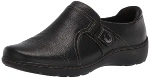 Clarks Women's Cora Poppy Loafer, Black Tumbled, 7