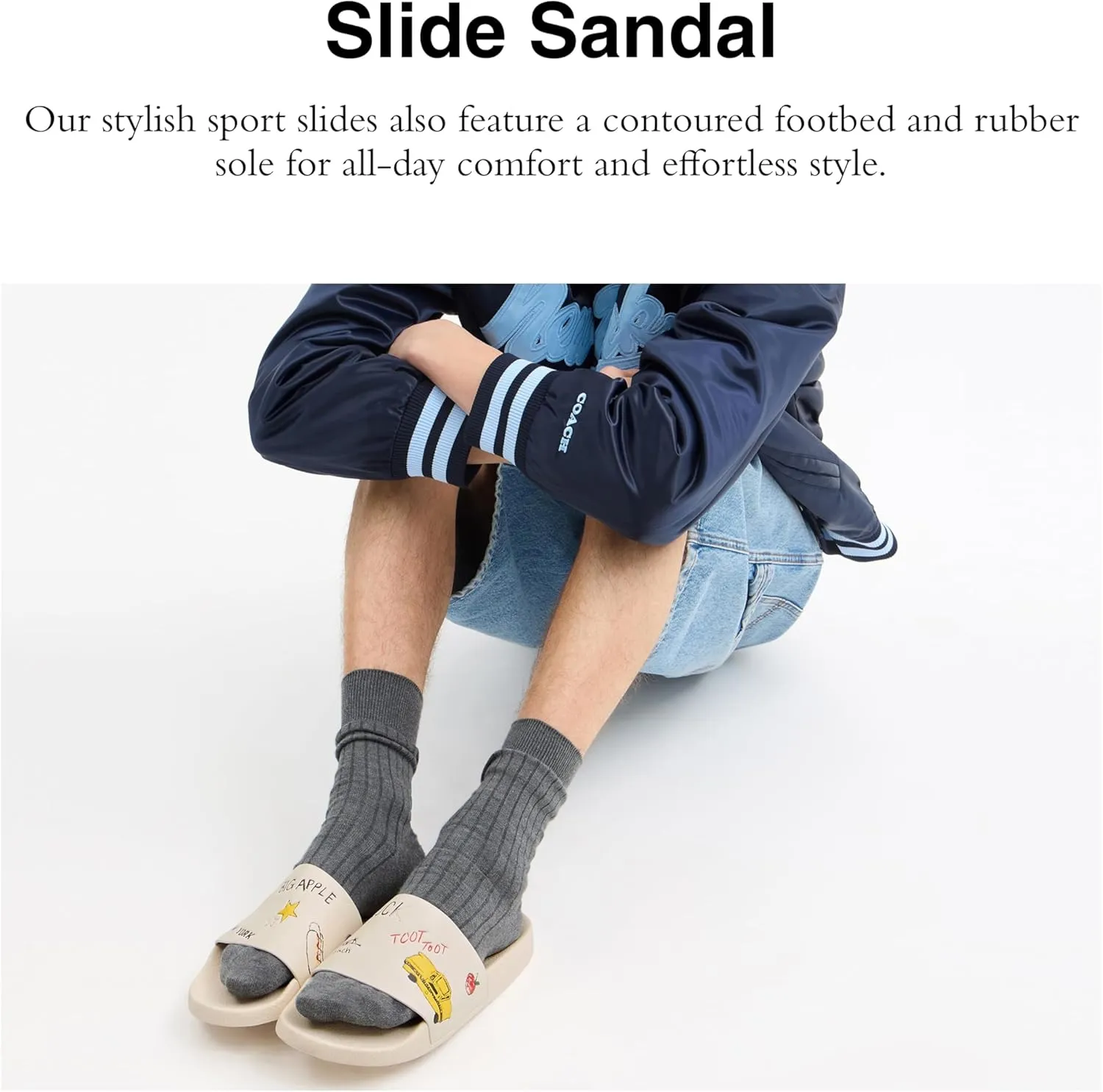 Coach Men's Slide Sandal with Sketch Print Platform