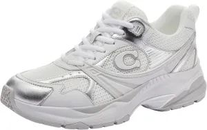 Coach Women's Metallic Mesh Sneaker, Charcoal/Black, 7.5