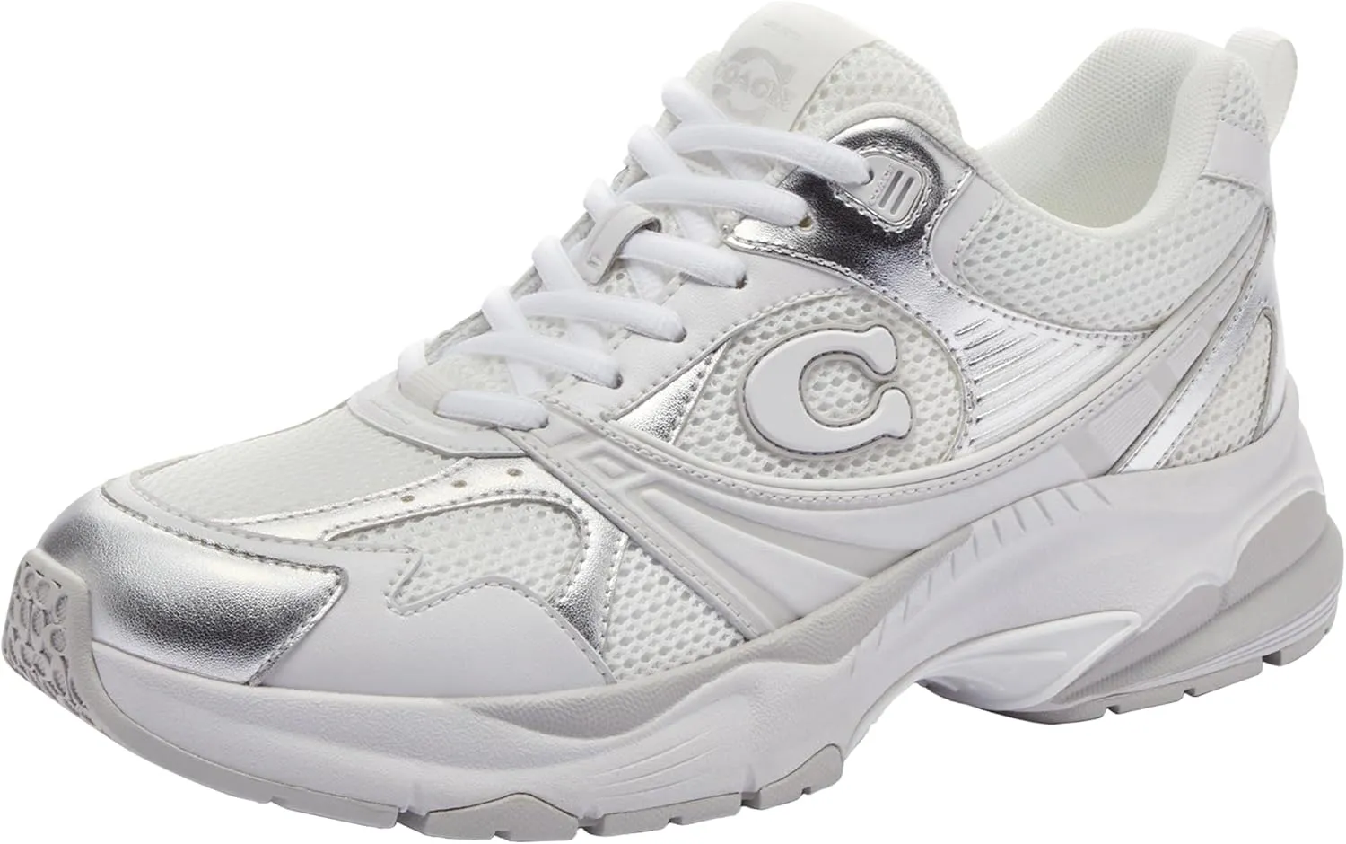 Coach Women's Metallic Mesh Sneaker, Charcoal/Black, 7.5