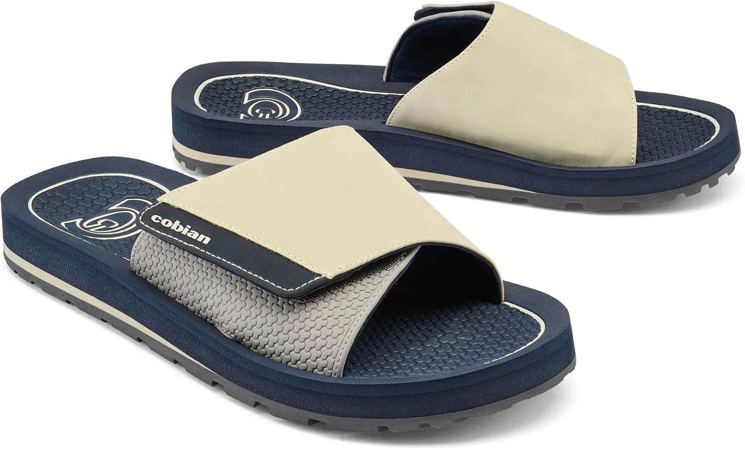 Cobian Men's DRT Slide Comfortable Leather Strap Slides Sandals