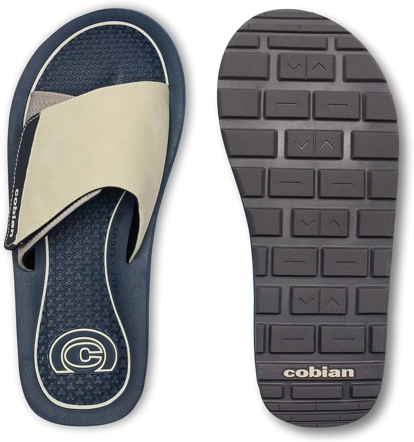Cobian Men's DRT Slide Comfortable Leather Strap Slides Sandals