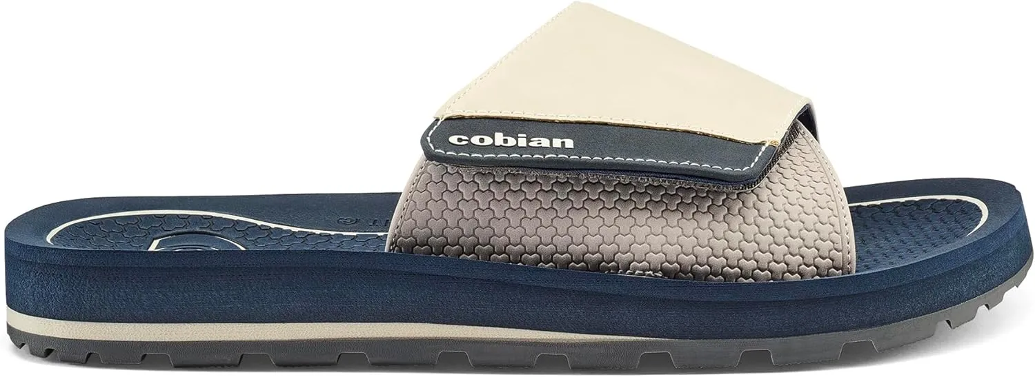 Cobian Men's DRT Slide Comfortable Leather Strap Slides Sandals