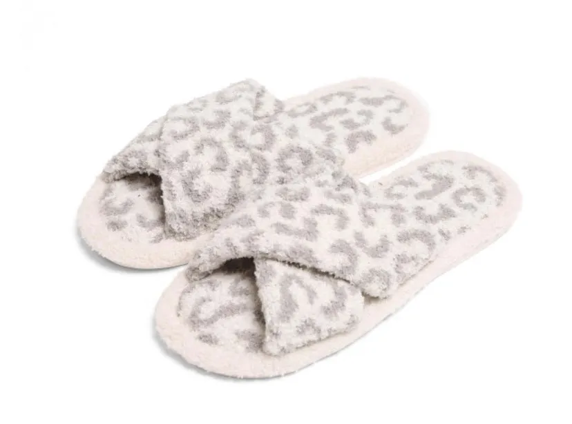 Comfy Luxe Animal Print Slide on Slippers