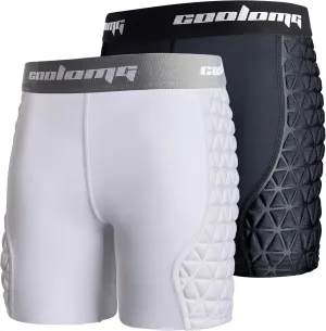 COOLOMG Women Softball Sliding Shorts Compression Padded Slider Shorts for Baseball Football Lacrosse Hockey (2-Pack)