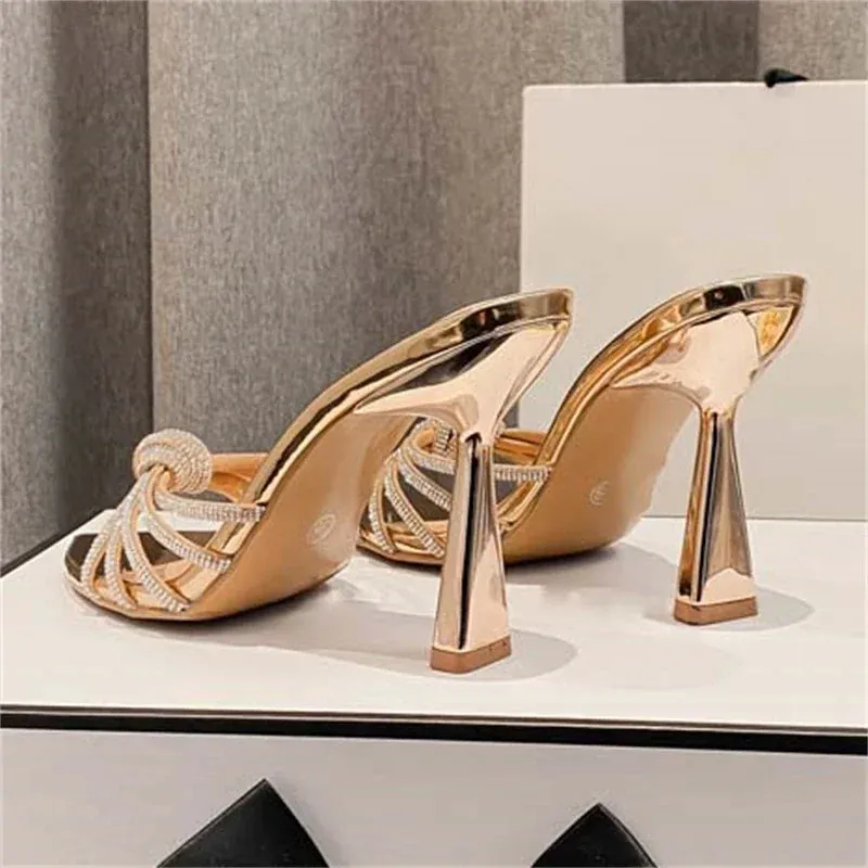 CRYSTAL Narrow Band Women Slipper High Heels