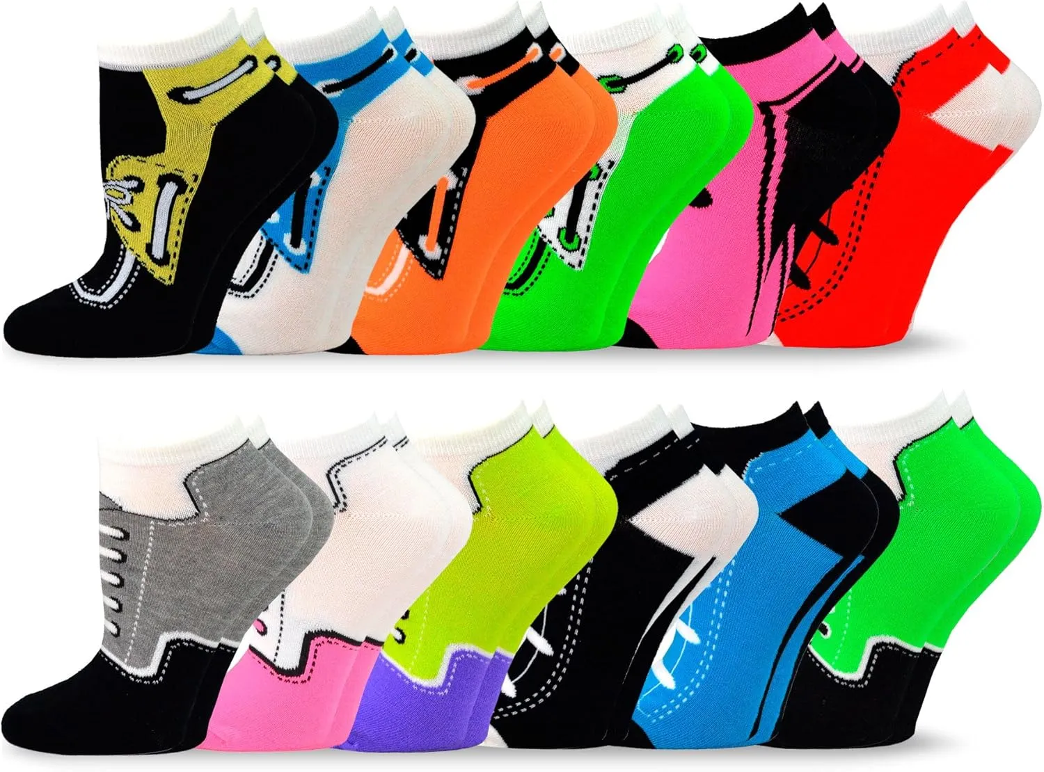 Cute Colorful Low Cut Ankle Socks for Women Girls College 9-11 Fun Novelty Multipair Gifts Floral Solid Neon Animal