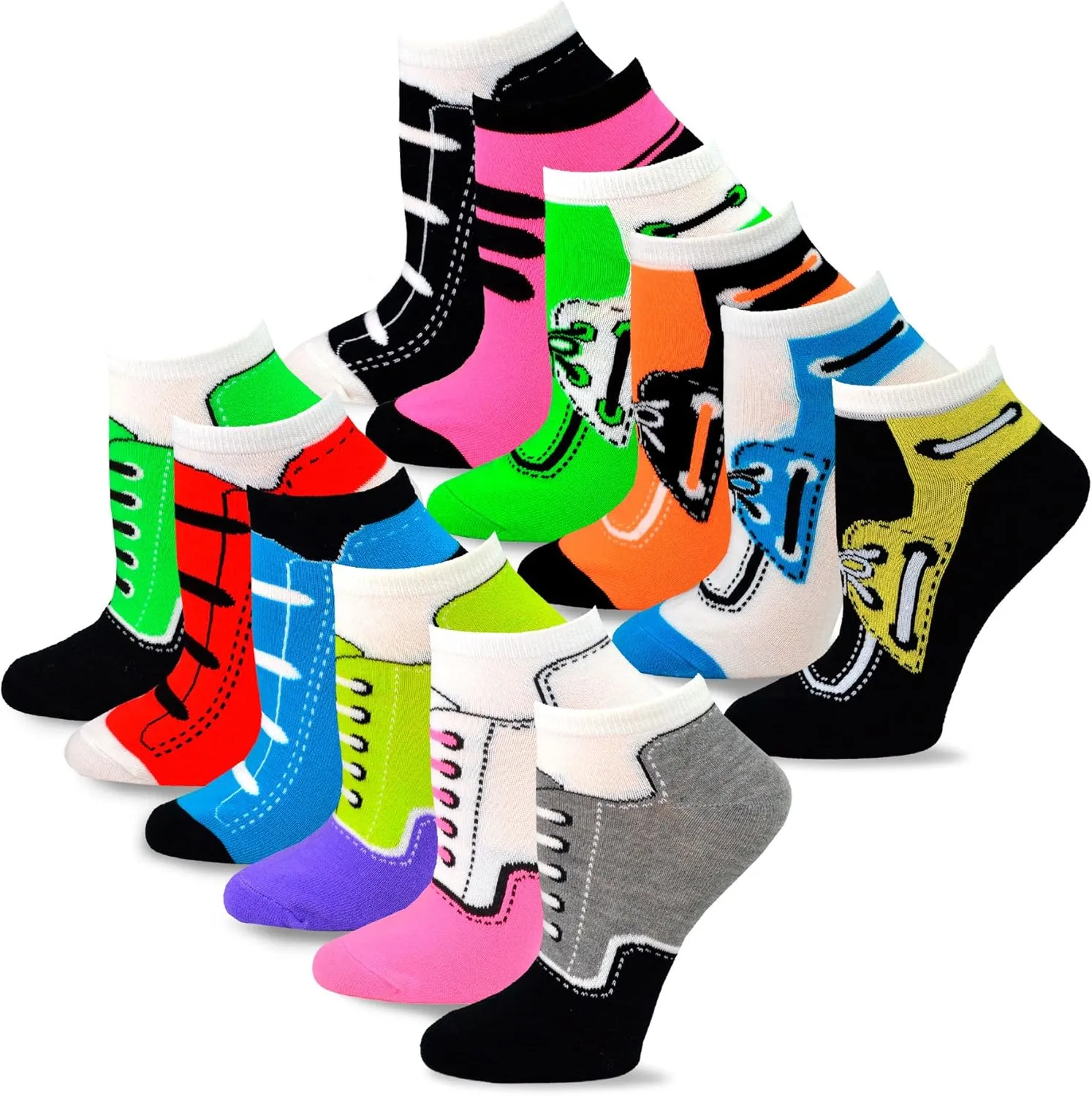 Cute Colorful Low Cut Ankle Socks for Women Girls College 9-11 Fun Novelty Multipair Gifts Floral Solid Neon Animal