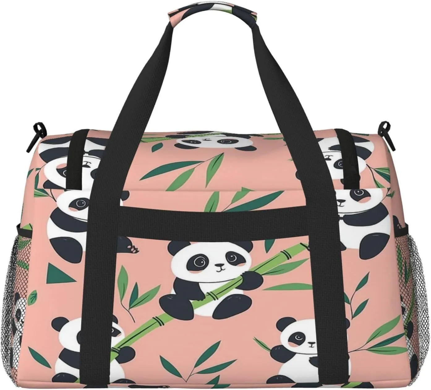 Cute Panda Travel Duffel Bag with Strap Multi Pockets Sports Bag Handbag Large Shoulder Bag for Gym Weekend Fitness Camping