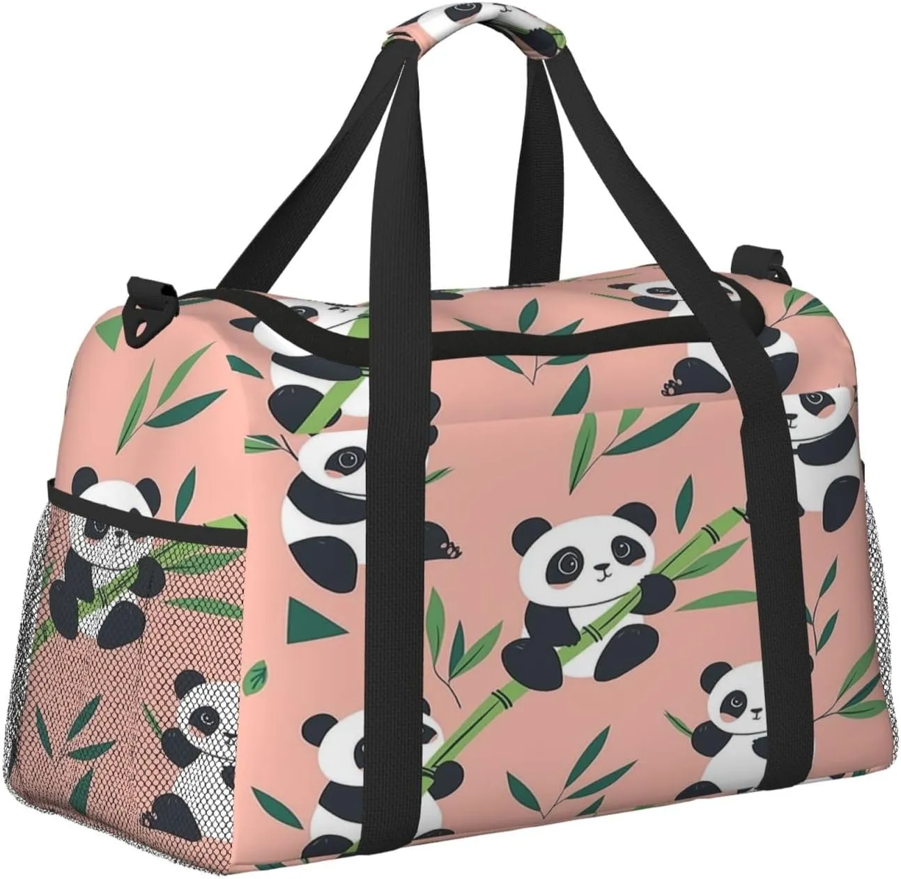 Cute Panda Travel Duffel Bag with Strap Multi Pockets Sports Bag Handbag Large Shoulder Bag for Gym Weekend Fitness Camping