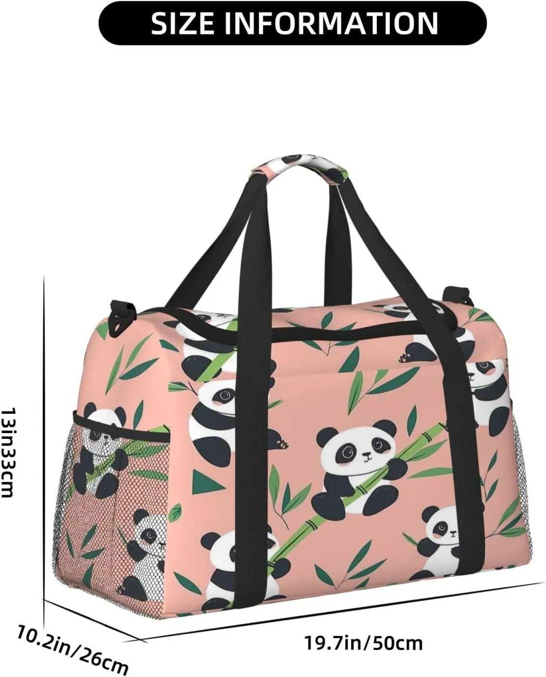 Cute Panda Travel Duffel Bag with Strap Multi Pockets Sports Bag Handbag Large Shoulder Bag for Gym Weekend Fitness Camping