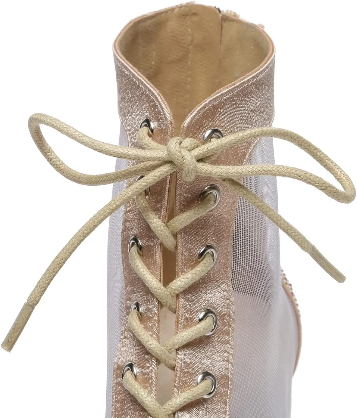 Dance Practice Shoes for Women Mesh Ballroom Sandals Heels Party Prom Ankle Booties with Zip