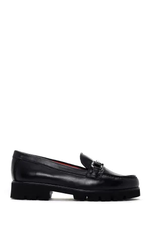 Derimod Gritti Kadın Siyah Deri Klasik Loafer