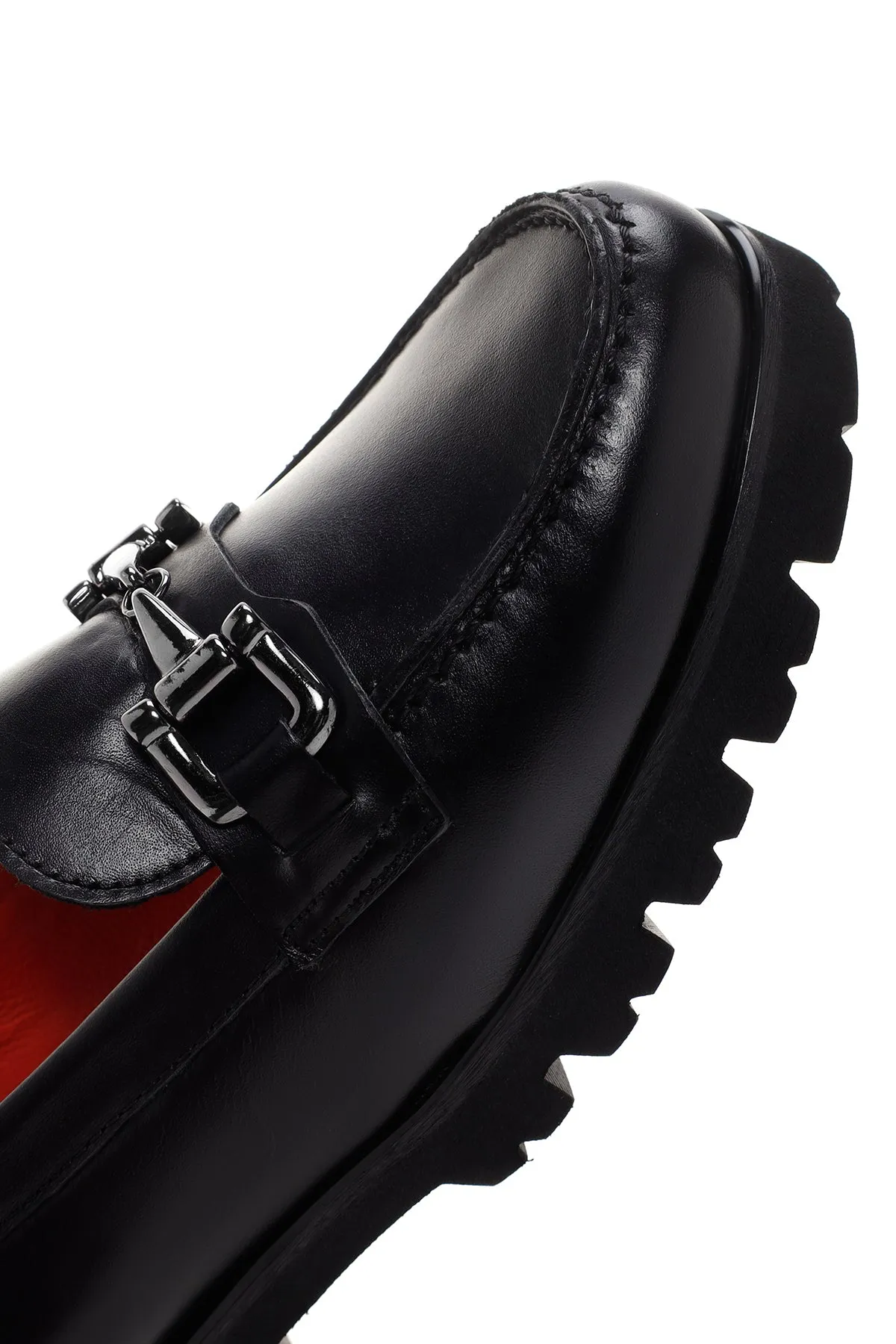 Derimod Gritti Kadın Siyah Deri Klasik Loafer