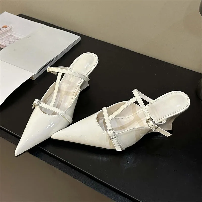 Designer Pointed Toe Women Slippers Shoes with Wedges High Heels