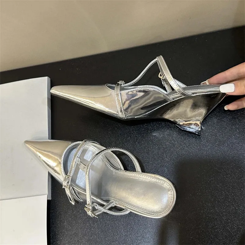 Designer Pointed Toe Women Slippers Shoes with Wedges High Heels
