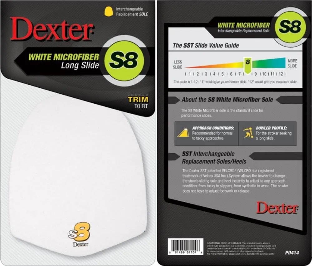 Dexter unisex adult Dexter S8 for bowling shoes microfibre white, 8 Slide Sole US