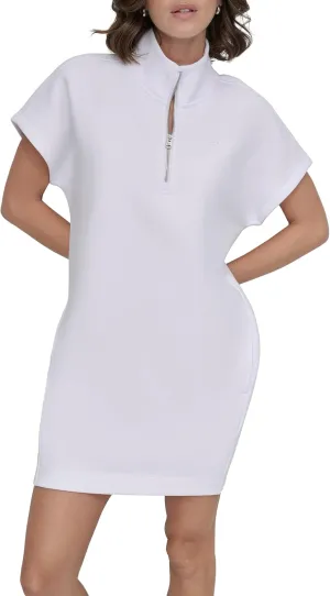 DKNY womens Short Sleeve Half-zip Sweatshirt Dress