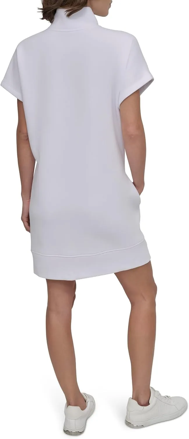 DKNY womens Short Sleeve Half-zip Sweatshirt Dress