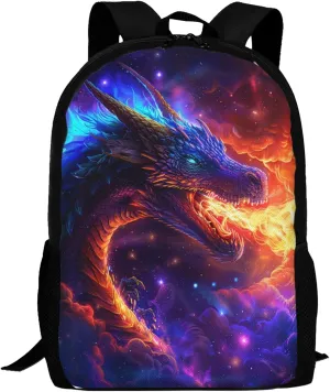 Dragon Backpack, Simple and Aesthetic Bookbag for Women & Men, Lightweight Adjustable Black Backpack for Travel Outdoor Sports, Large Capacity Laptop Bag for Business Office