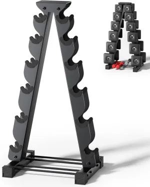 Dumbbell Rack Stand Only, Compatible with Peloton Weights, Ergonomic Weight Rack for Home Gym Dumbbells with 6-Tier, Space-Saving Home Gym Storage Rack, Plus Neoprene Set Storage, Compact