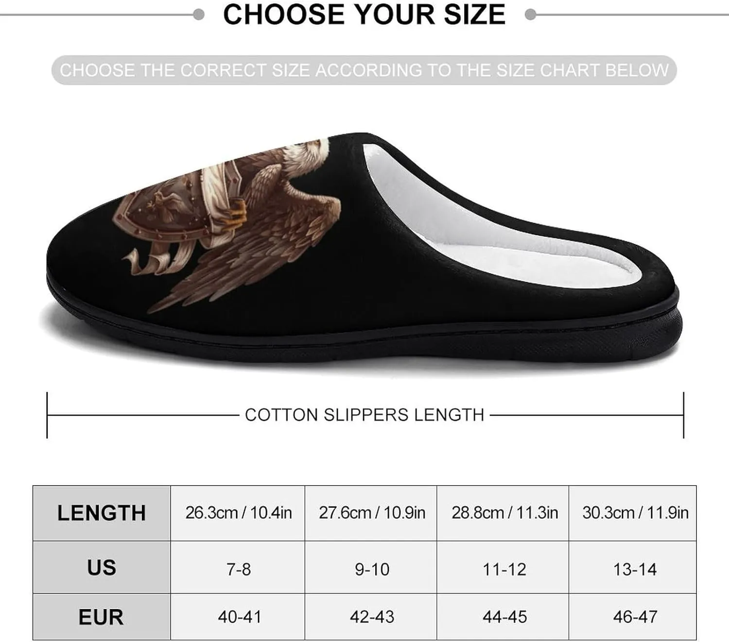 Eagle with Shield and Ribbon Men's Cotton Slippers Memory Foam House Shoes Non Slip Soles Winter Slippers