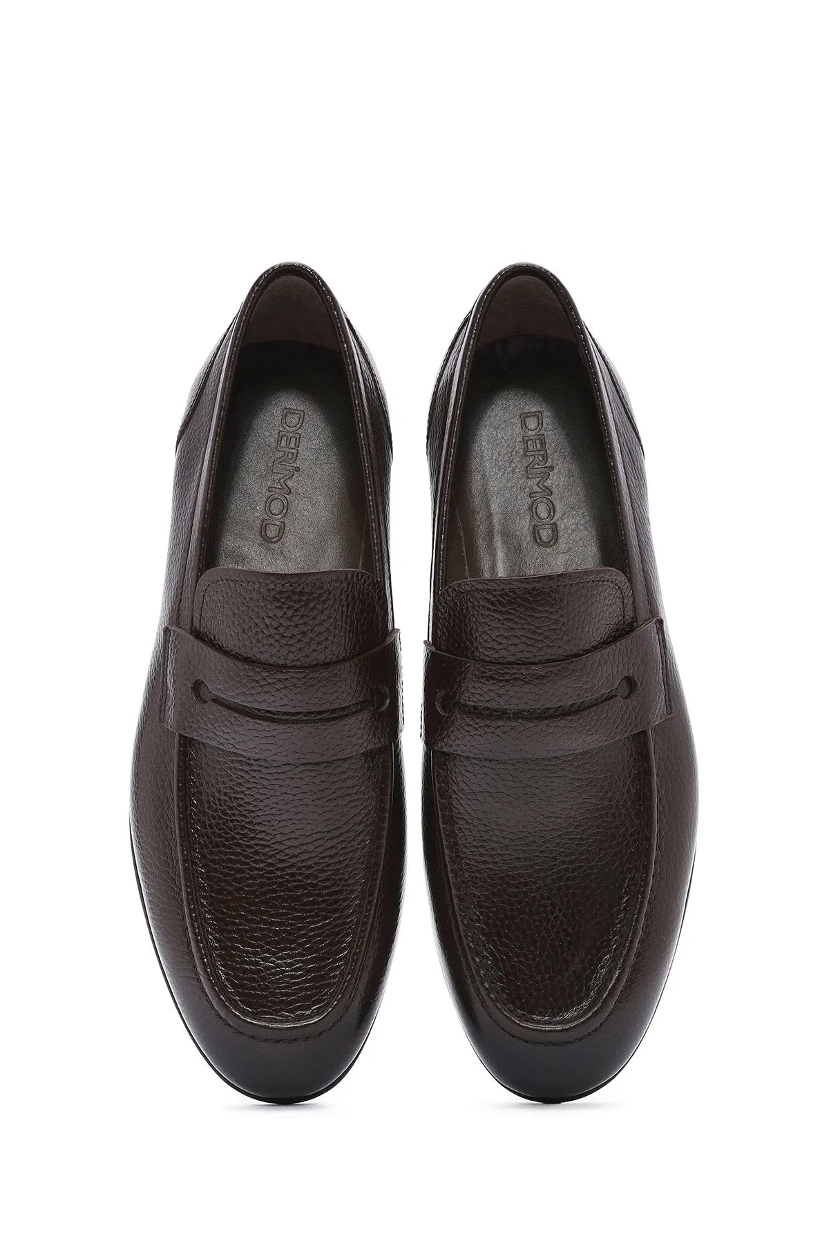 Erkek Kahverengi Deri Klasik Loafer