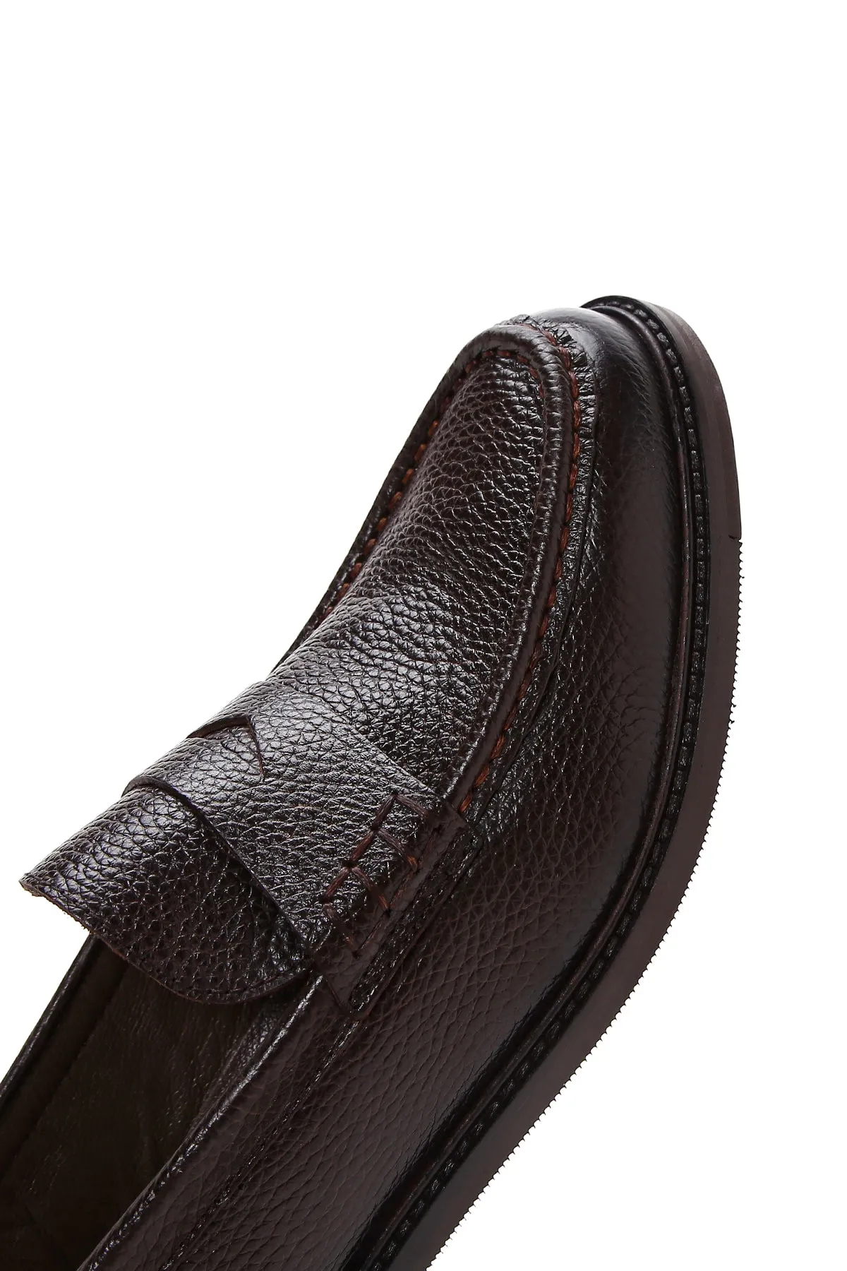 Erkek Kahverengi Deri Klasik Loafer