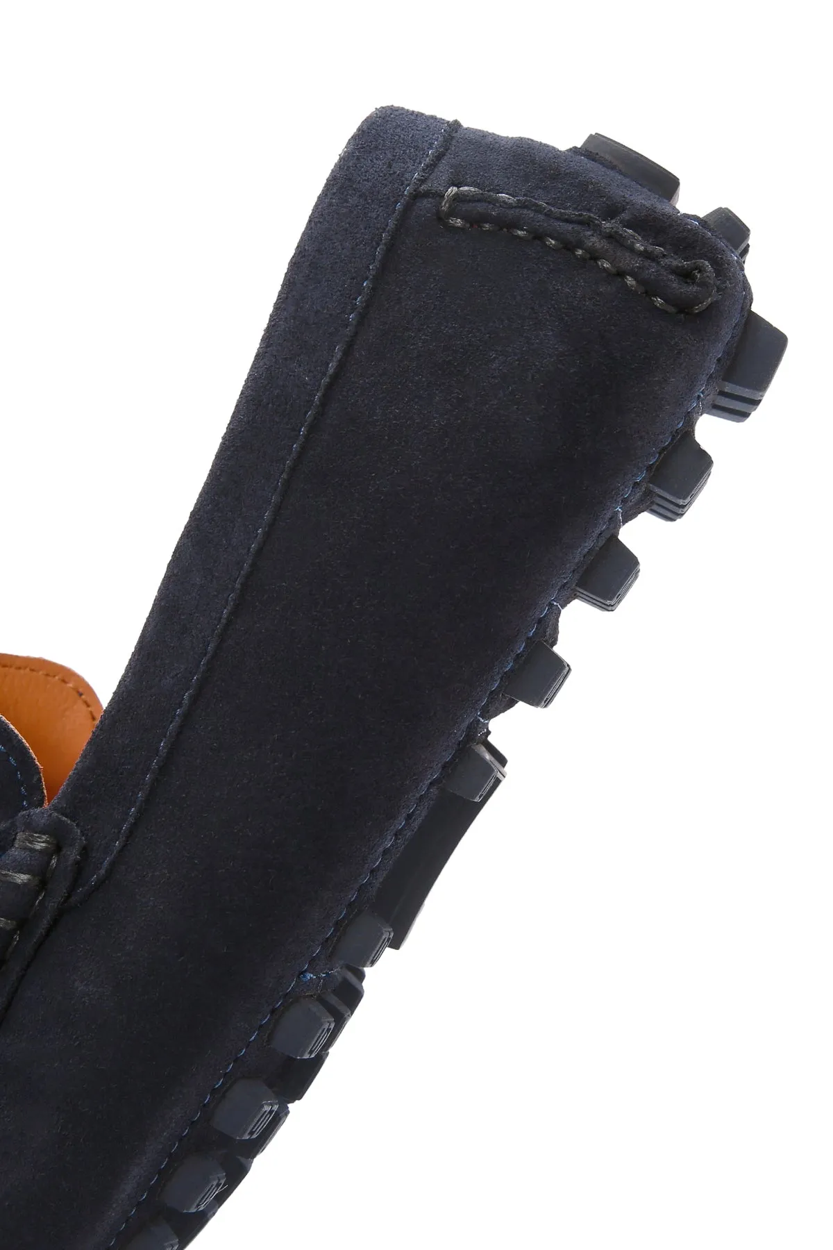 Erkek Lacivert Süet Deri Loafer
