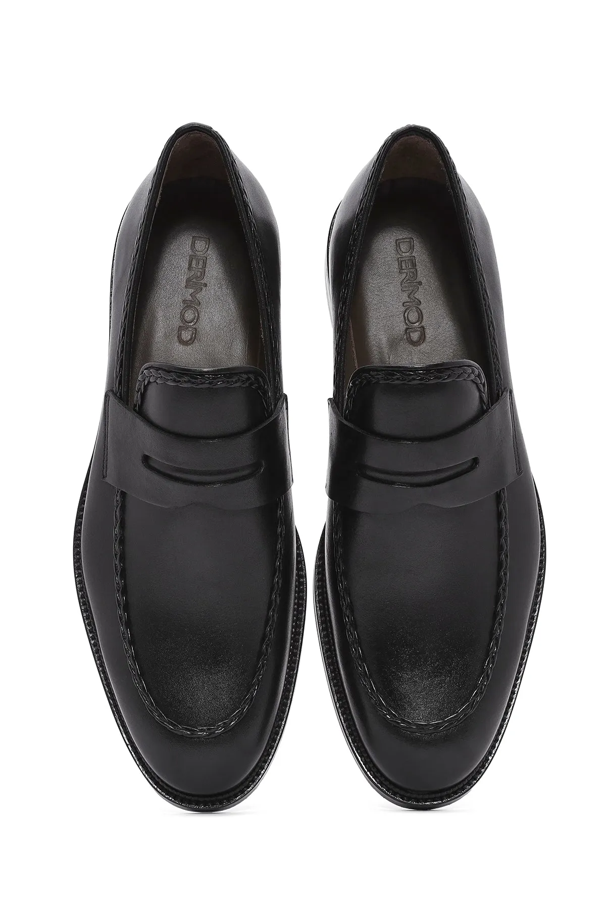 Erkek Siyah Deri Klasik Loafer