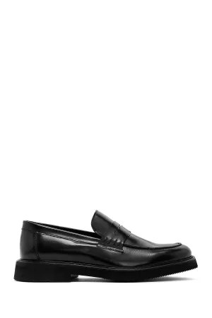 Erkek Siyah Deri Klasik Loafer