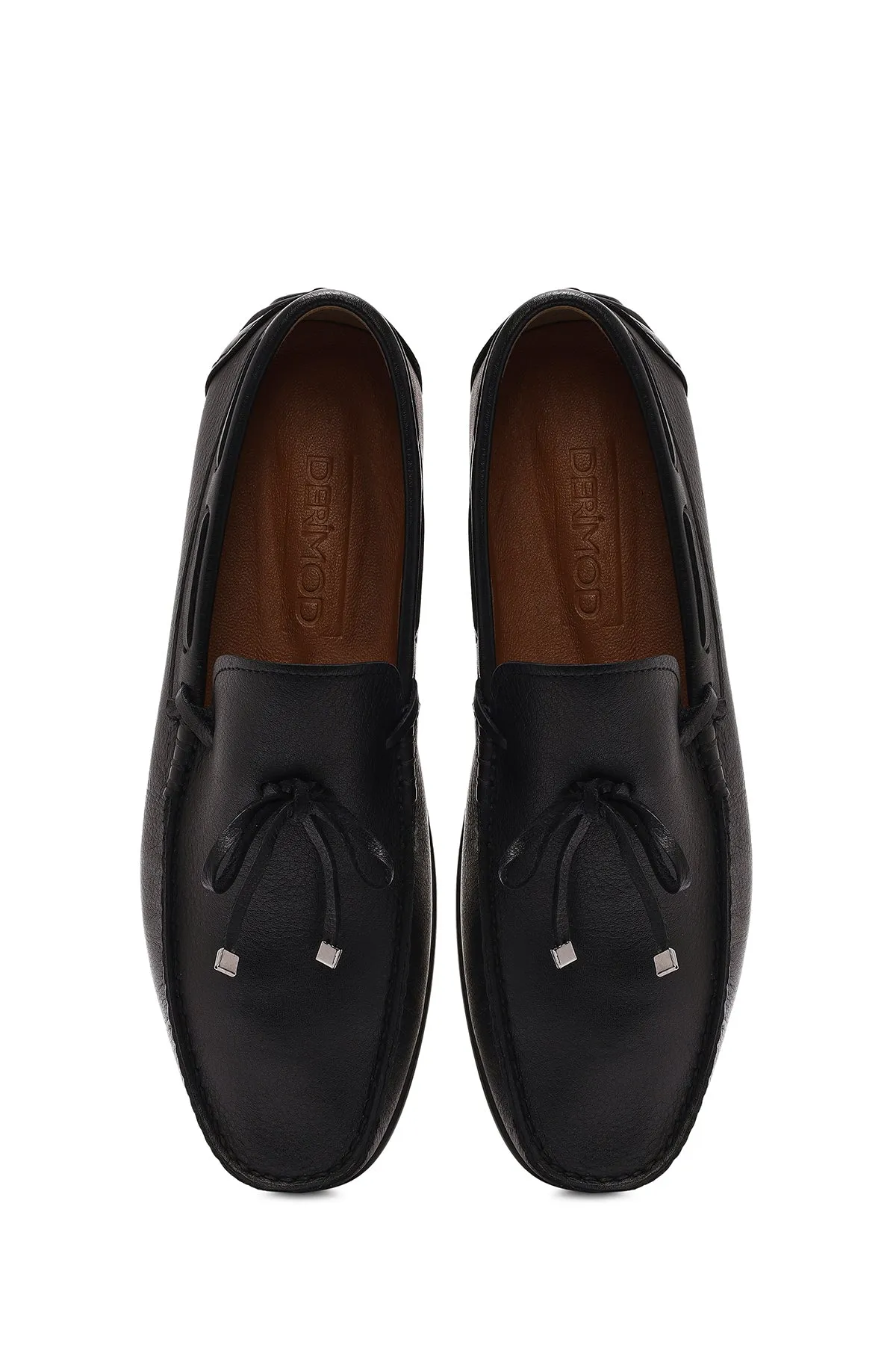 Erkek Siyah Püsküllü Deri Loafer