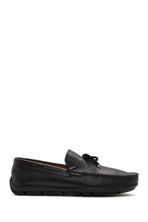 Erkek Siyah Püsküllü Deri Loafer