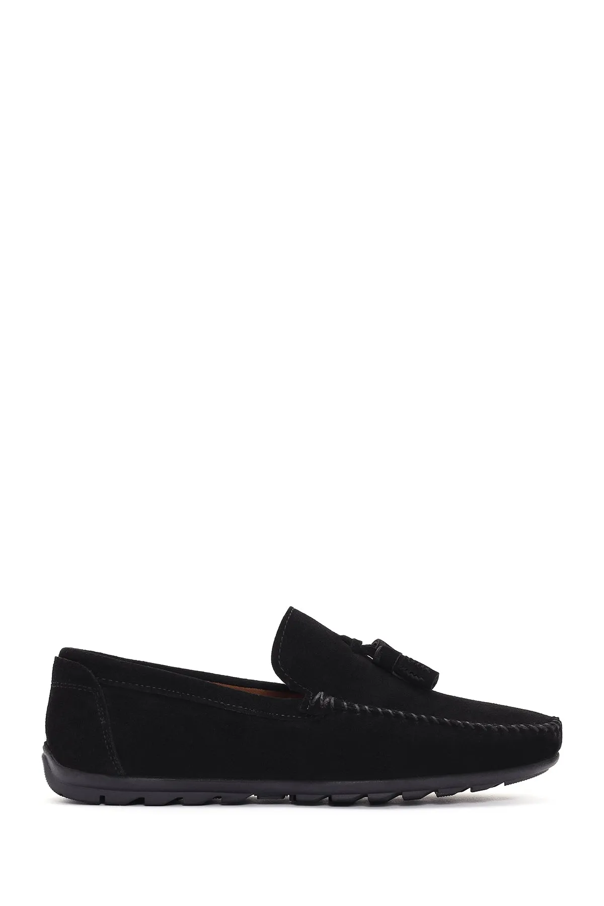 Erkek Siyah Püsküllü Süet Deri Loafer