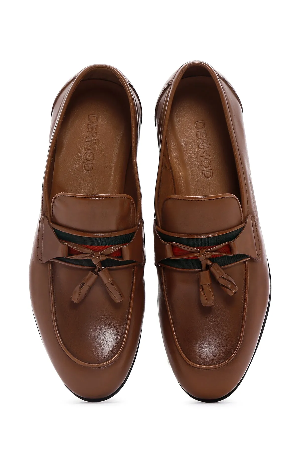 Erkek Taba Deri Püsküllü Klasik Loafer