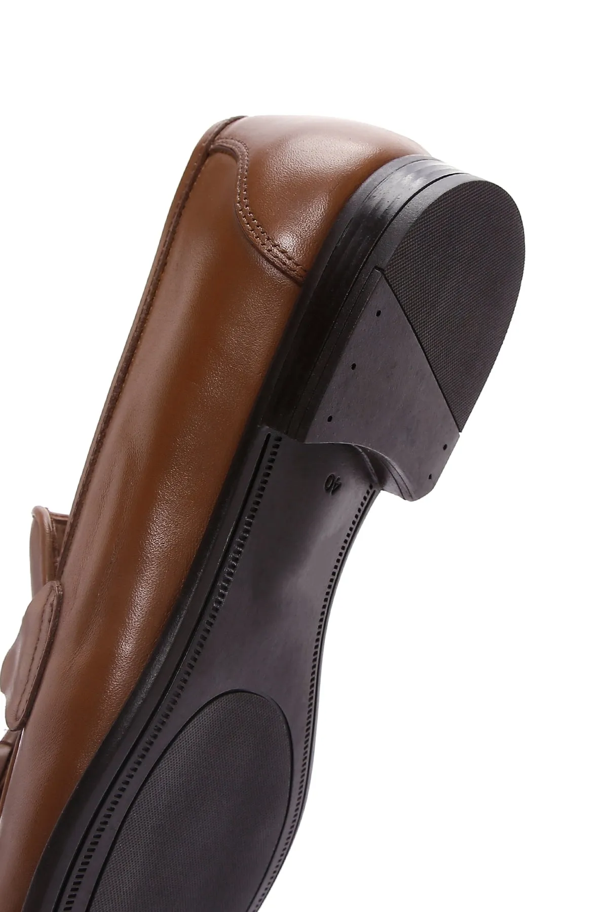 Erkek Taba Deri Püsküllü Klasik Loafer