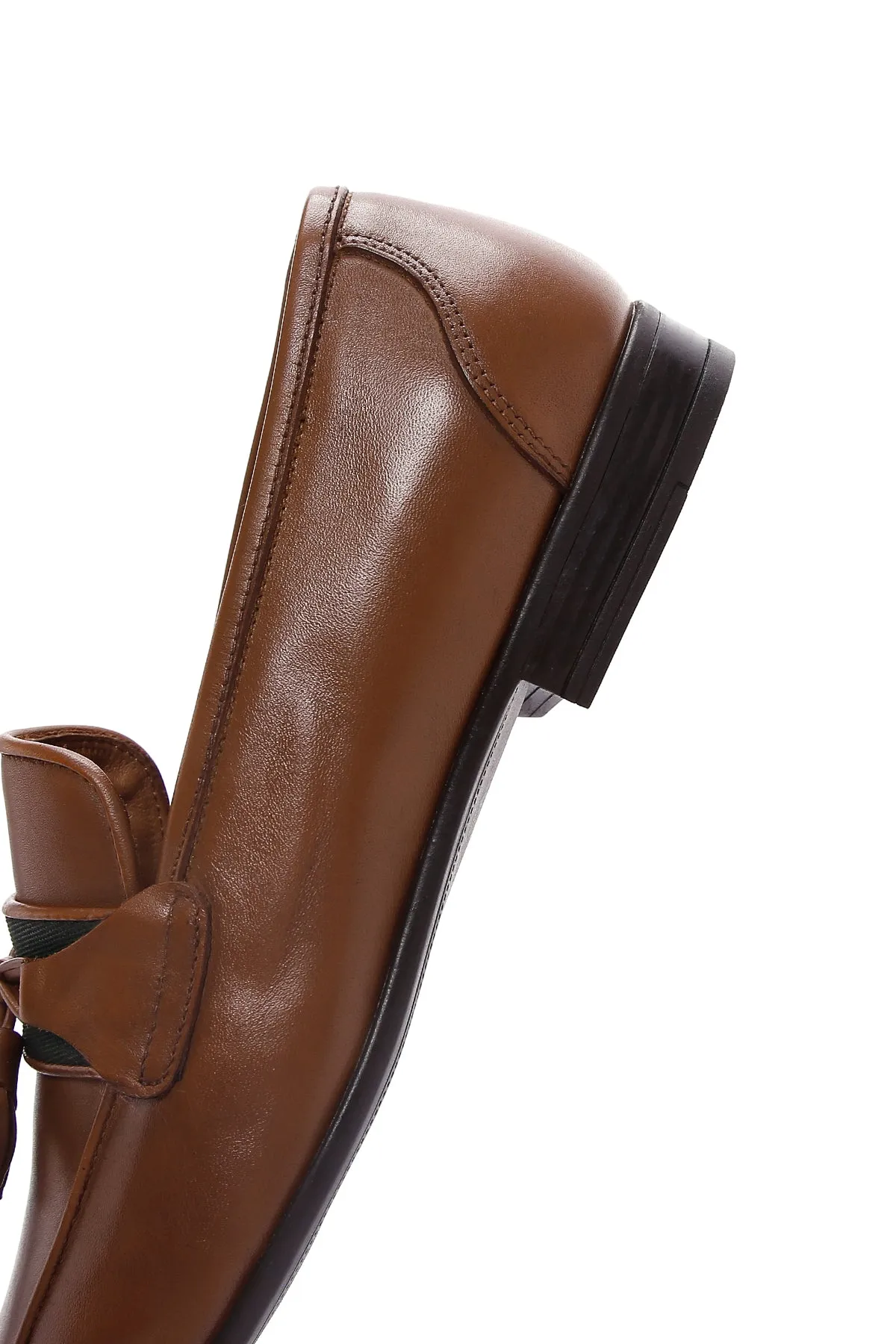 Erkek Taba Deri Püsküllü Klasik Loafer
