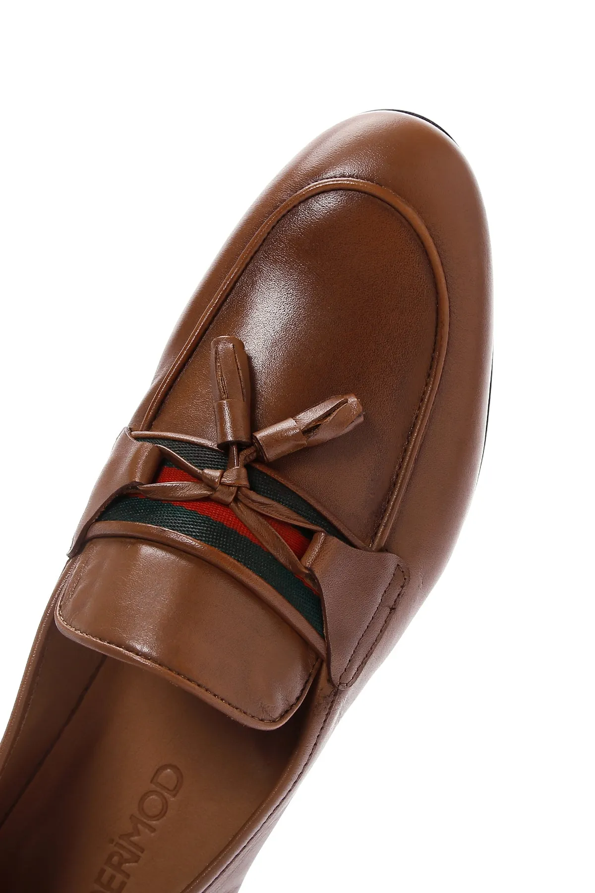 Erkek Taba Deri Püsküllü Klasik Loafer